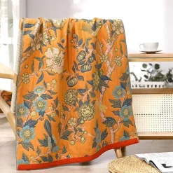 Schnelltrocknendes Badetuch aus Gaze mit Blumenmotiv, 80 x 160 cm, saugfähig, weich