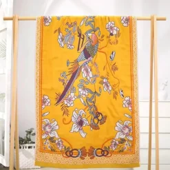 Schnelltrocknendes Badetuch aus Gaze mit Blumenmotiv, 80 x 160 cm, saugfähig, weich