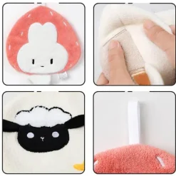 Schnelltrocknendes Handtuch aus Korallenfleece mit Cartoon-Tiermotiv, ideal für Zuhause, Küche und Badezimmer