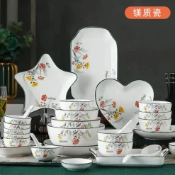 Schüssel- und Tellerset aus Bone China – Elegantes Essgeschirr für Reisnudeln