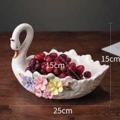 Schwanen-Tablett-Set aus Keramik – elegante Obstschale und Aschenbecher für die Heimdekoration