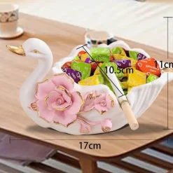 Schwanen-Tablett-Set aus Keramik – elegante Obstschale und Aschenbecher für die Heimdekoration