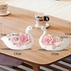 Schwanen-Tablett-Set aus Keramik – elegante Obstschale und Aschenbecher für die Heimdekoration