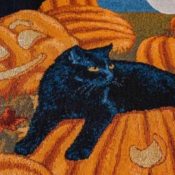 Schwarze Katzen-Strickdecke – Gemütliche Halloween-Überwurfdecke für Herbst und Winter