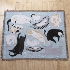 Schwarze Katzen-Strickdecke – Gemütliche Halloween-Überwurfdecke für Herbst und Winter