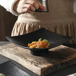 Schwarzer matter Keramikteller - 75 Zoll quadratisches Essteller