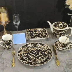 Schwarzes Einhorn-Geschirrset – Elegantes Küchengeschirr