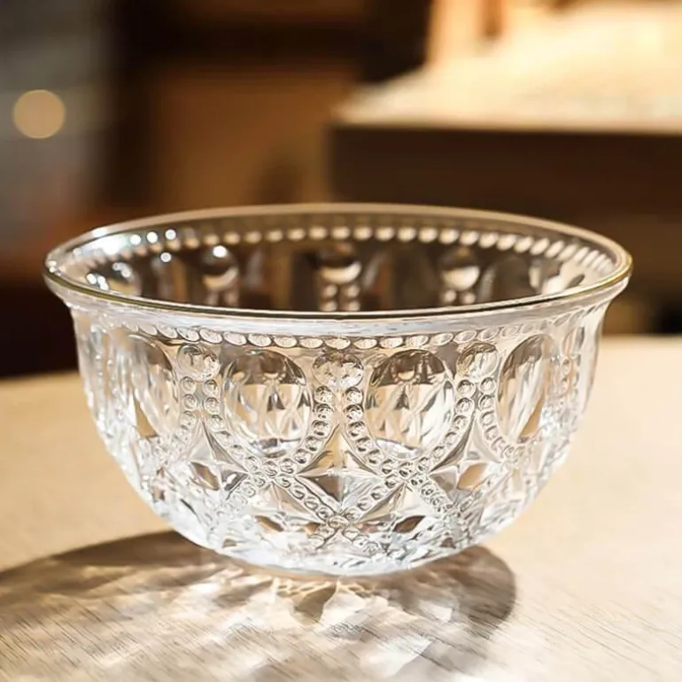Servierschüssel aus geprägtem Glas – dekorative Schale
