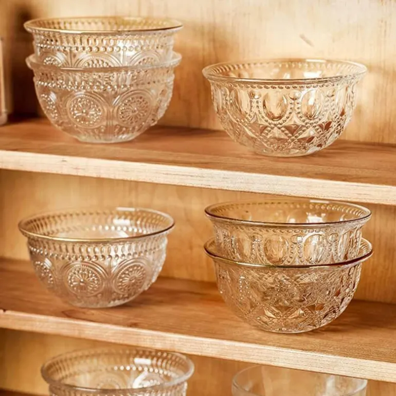 Servierschüssel aus geprägtem Glas – dekorative Schale
