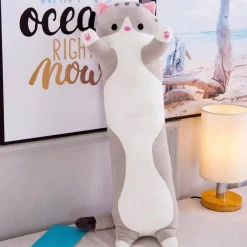 Süßes Katzenplüschkissen - Weiches langes Katzenkissen