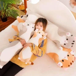 Süßes Katzenplüschkissen - Weiches langes Katzenkissen