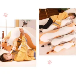 Süßes Katzenplüschkissen - Weiches langes Katzenkissen