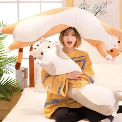 Süßes Katzenplüschkissen - Weiches langes Katzenkissen