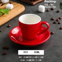 Set aus Espressotasse und Untertasse aus Keramik – 80 ml Kaffee-/Teetasse aus Porzellan