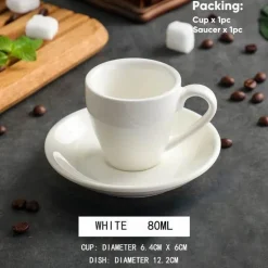 Set aus Espressotasse und Untertasse aus Keramik – 80 ml Kaffee-/Teetasse aus Porzellan