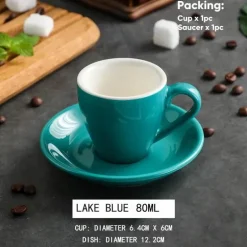 Set aus Espressotasse und Untertasse aus Keramik – 80 ml Kaffee-/Teetasse aus Porzellan