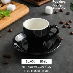 Set aus Espressotasse und Untertasse aus Keramik – 80 ml Kaffee-/Teetasse aus Porzellan