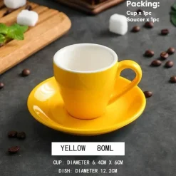 Set aus Espressotasse und Untertasse aus Keramik – 80 ml Kaffee-/Teetasse aus Porzellan