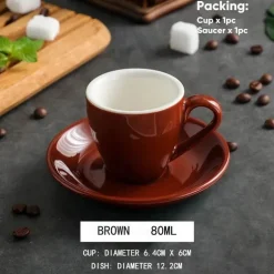 Set aus Espressotasse und Untertasse aus Keramik – 80 ml Kaffee-/Teetasse aus Porzellan