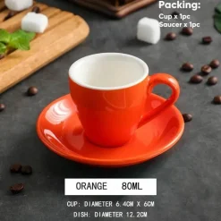 Set aus Espressotasse und Untertasse aus Keramik – 80 ml Kaffee-/Teetasse aus Porzellan