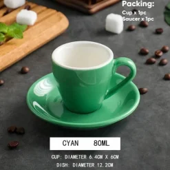 Set aus Espressotasse und Untertasse aus Keramik – 80 ml Kaffee-/Teetasse aus Porzellan