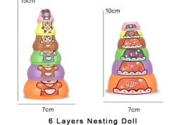 Set aus ineinander stapelbaren Matroschka-Puppen – buntes Lernspielzeug für Kinder