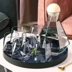 Set aus Wasserkocher und Saftkrug aus Kristallglas – elegantes, klares Trinkgeschirr