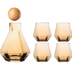 Set aus Wasserkocher und Saftkrug aus Kristallglas – elegantes, klares Trinkgeschirr