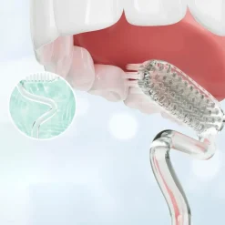 S-förmige, vertikale Zahnbürste mit weichen Borsten – ergonomisches Mundpflegewerkzeug
