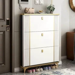 Shoe Cabinet - Elegant Storage with 3 Flip Drawers