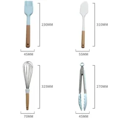 Silikon-Backset mit Holzgriffen – Antihaft-Backgeschirr-Essentials