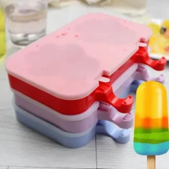 Silikon-Eisformen-Set mit Kaninchenmotiv – Eismaschine mit Holzstäbchen