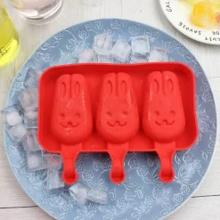 Silikon-Eisformen-Set mit Kaninchenmotiv – Eismaschine mit Holzstäbchen