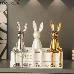Sitzendes Kaninchen-Ornament aus Keramik – luxuriöser Wohndekor-Akzent