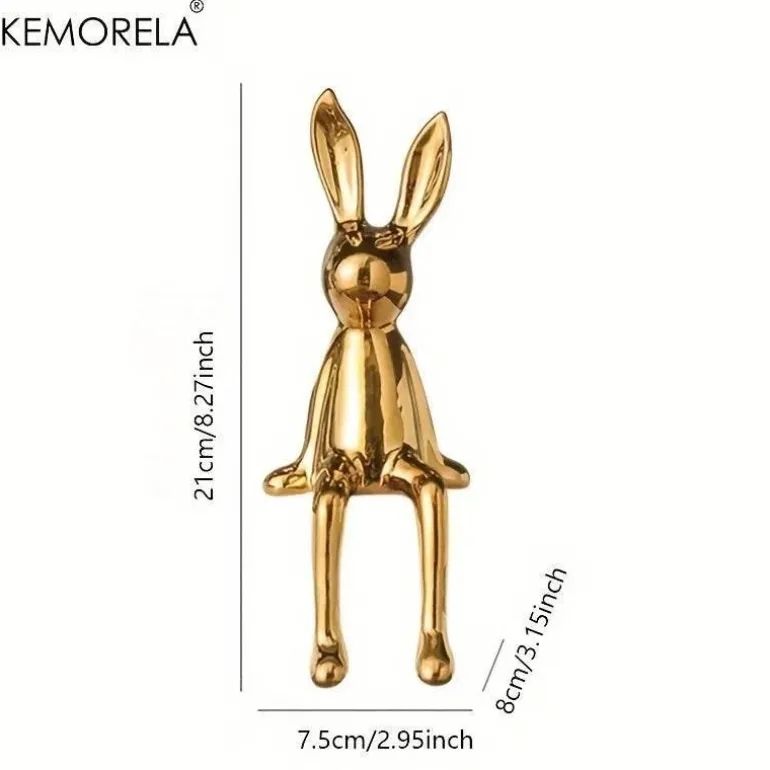 Sitzendes Kaninchen-Ornament aus Keramik – luxuriöser Wohndekor-Akzent