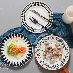 Skandinavische Dessertteller aus Keramik – 8 Zoll Frühstücksuntertassen-Set