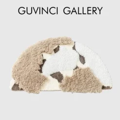 Skandinavische handgefertigte Badezimmermatte - Luxuriöser getufteter Halbkreisteppich