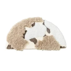 Skandinavische handgefertigte Badezimmermatte - Luxuriöser getufteter Halbkreisteppich