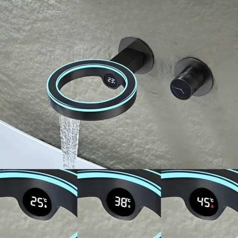 Smarter LED-Badezimmerhahn – Eleganter Wasserhahn im digitalen Design