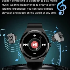 Smartwatch mit Bluetooth-Kopfhörern – klassisches Lederdesign