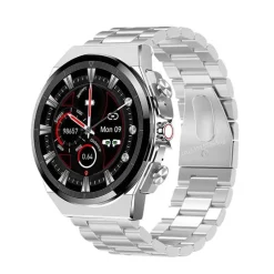 Smartwatch mit Bluetooth-Kopfhörern – klassisches Lederdesign