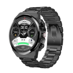 Smartwatch mit Bluetooth-Kopfhörern – klassisches Lederdesign