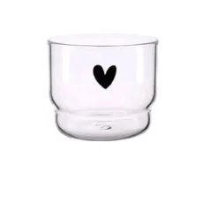 Smiley-Herz-Glasbecher-Set – 300 ml, Trinkgeschirr für Tee und Kaffee