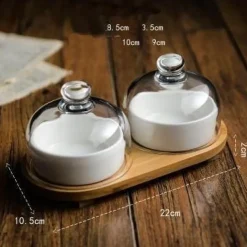 Snackteller aus Keramik mit Glasdeckel – elegante Servierplatte