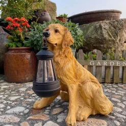 Solar-Hundestatue-Lampe - Outdoor-Kunstharz-Lichtdekor