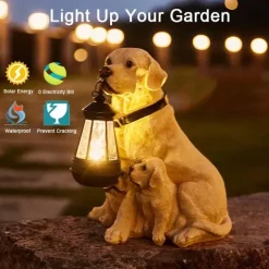 Solar-Hundestatue-Lampe - Outdoor-Kunstharz-Lichtdekor