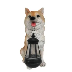 Solar-Hundestatue-Lampe - Outdoor-Kunstharz-Lichtdekor