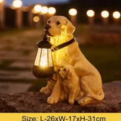 Solar-Hundestatue-Lampe - Outdoor-Kunstharz-Lichtdekor