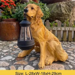 Solar-Hundestatue-Lampe - Outdoor-Kunstharz-Lichtdekor