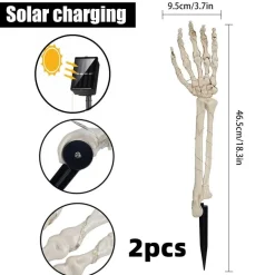 Solarleuchten mit Skelettarm – Halloween-Dekoration für draußen